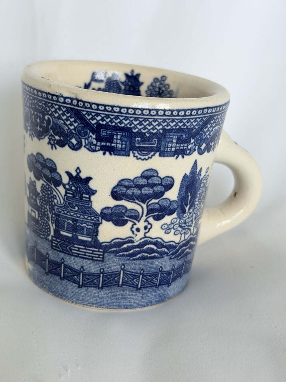 Vintage Blue Willow Restaurant Ware Coffee Mug Heavy Ironstone Japan